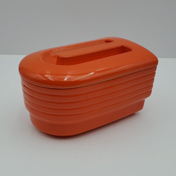Hall China Company Westinghouse Orange Refrigerator Box Lidded Dish Fridgie - Picture 1 of 10